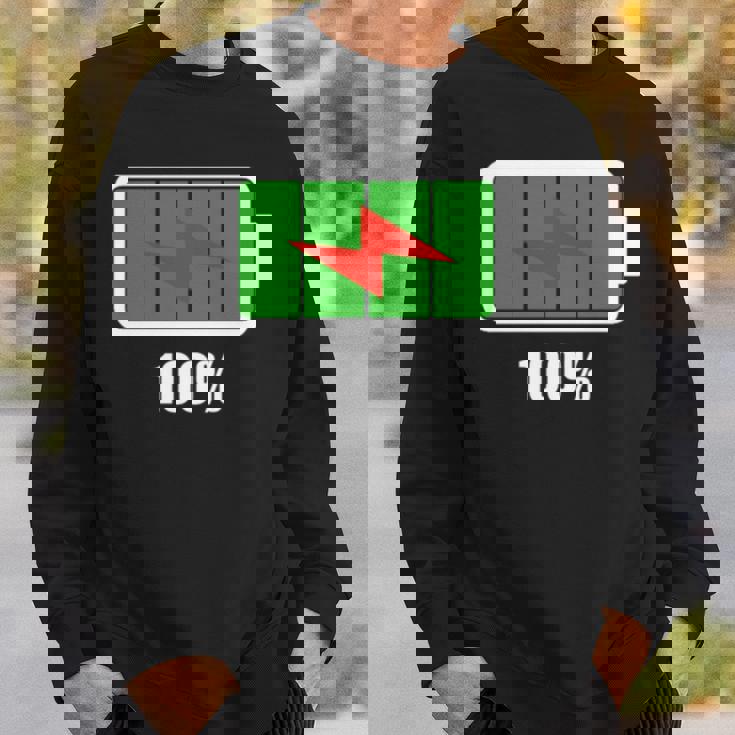 バッテリー100シャツ残量バッテリーフルパワーバッテリーフル。 長袖tシャツ スウェットシャツ 彼への贈り物