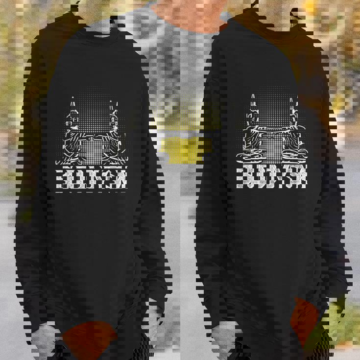 メンズ バディフィストバンプバディズム仏教フレンズハッピーブッダ スウェットシャツ 彼への贈り物