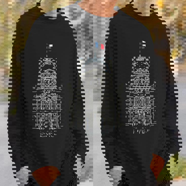 パリ、ルーブル美術館、手描きルーブル宮殿、フランス 長袖tシャツ スウェットシャツ 彼への贈り物