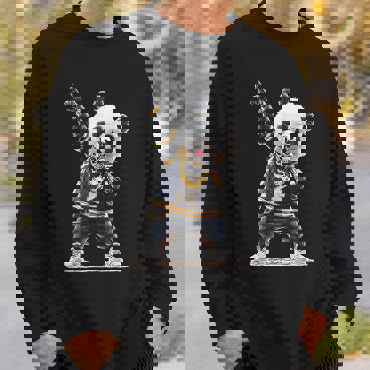 パンダ ホールドマイク 歌う ダンス 動物 グラフィック パンダ スウェットシャツ 彼への贈り物