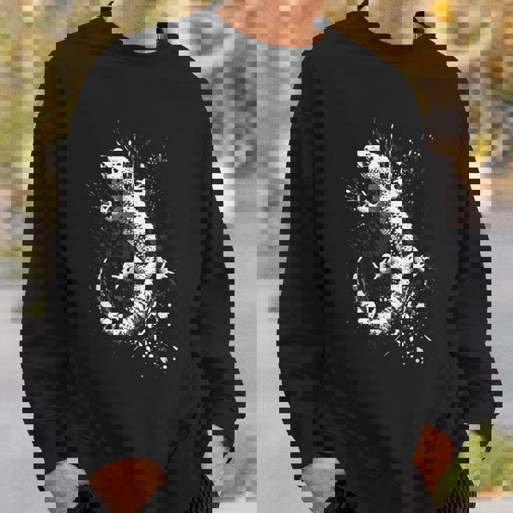 ヒョウモントカゲモドキ グランジ パンク スプラッター スウェットシャツ 彼への贈り物