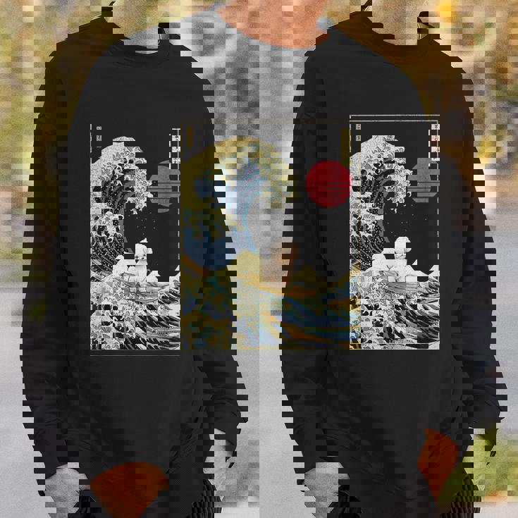 ビション・フリーゼ 日本神奈川波 おもしろサーフドッグ スウェットシャツ 彼への贈り物