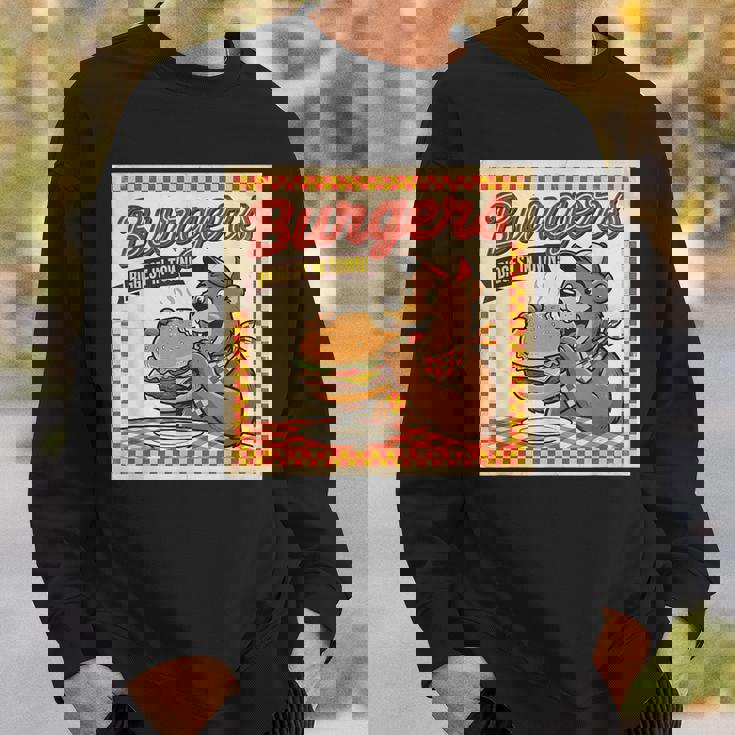 ビンテージ Burgers Biggest In Town ベア ハンバーガー ショップ スウェットシャツ 彼への贈り物