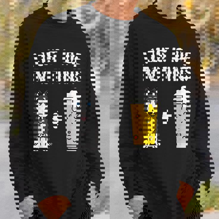 ビールシベリアン・ハスキー犬 スウェットシャツ 彼への贈り物