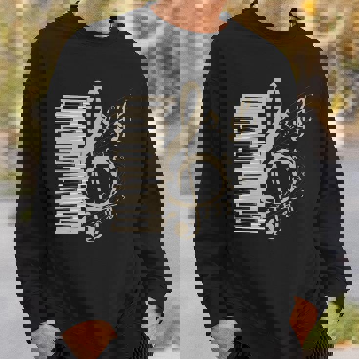 ピアノ音部記号 音楽ギフト ト音記号 ピアノ 長袖tシャツ スウェットシャツ 彼への贈り物