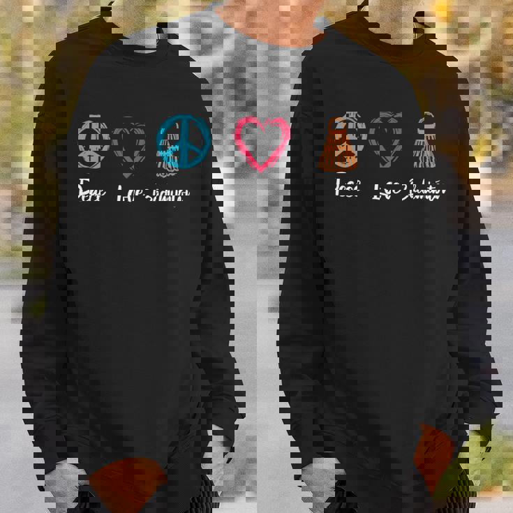 ピース・ラブ・バドミントン アイ・ラブ・バドミントン 長袖tシャツ スウェットシャツ 彼への贈り物