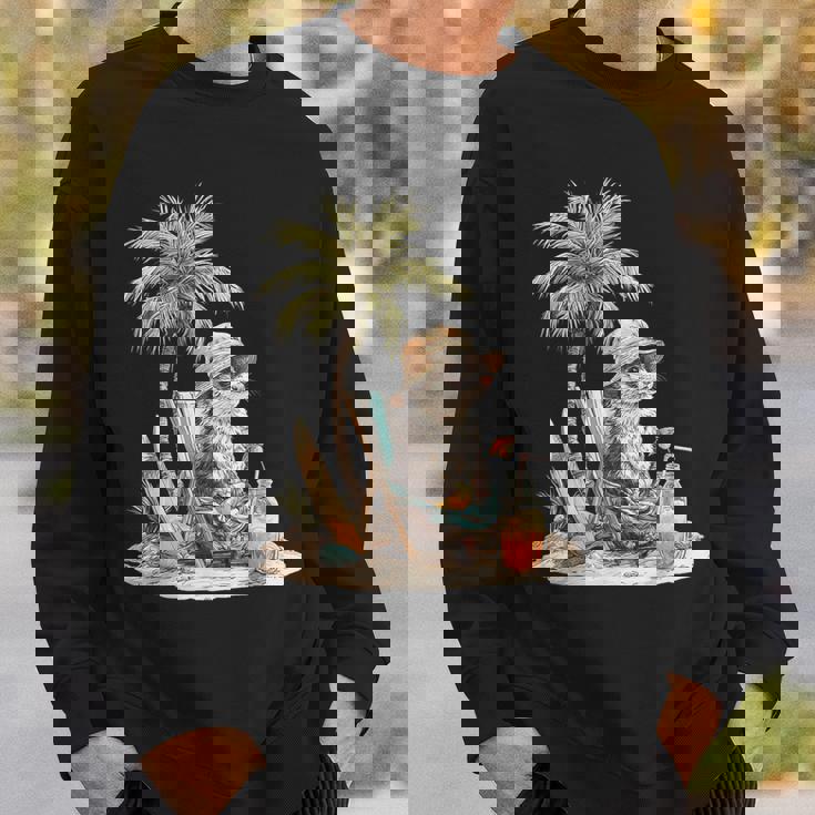 フェレット 果物 スキムボード ビーチツリー 動物 モチーフ フェレット スウェットシャツ 彼への贈り物