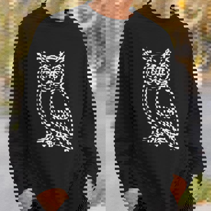 フクロウ ミニマリストバッジ パッチラインアート スウェットシャツ 彼への贈り物