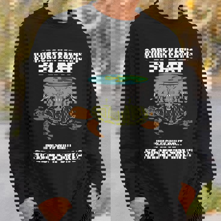 フラットアース理論 象 亀 フラットアース 面白科学 長袖tシャツ スウェットシャツ 彼への贈り物