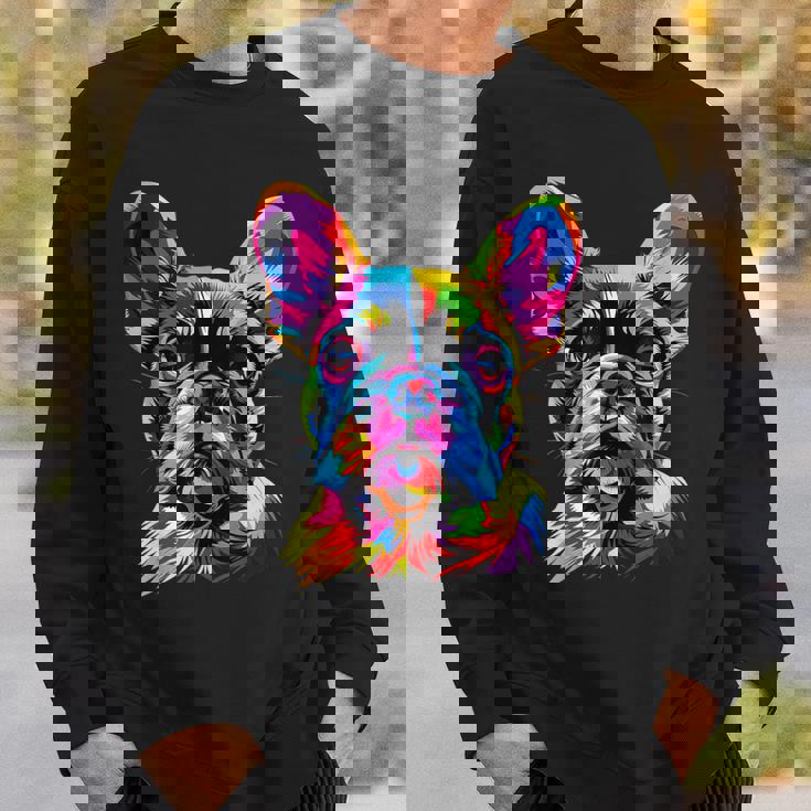 フレンチブルドッグ 犬 カラフル ポップアート レインボーカラー ブルドッグ スウェットシャツ 彼への贈り物