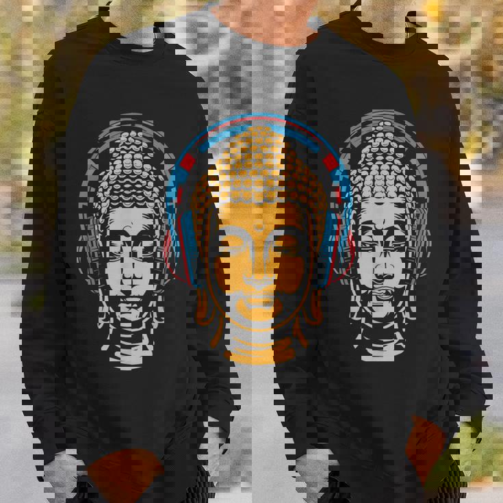 ブッダとヘッドフォン マインドフルネス 音楽 ボーホー 禅 仏教 スウェットシャツ 彼への贈り物