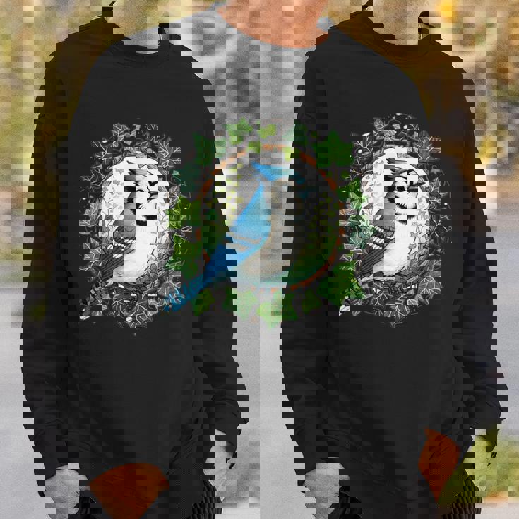 ブルージェイとイングリッシュアイビーバードアートブルージェイズイラスト スウェットシャツ 彼への贈り物