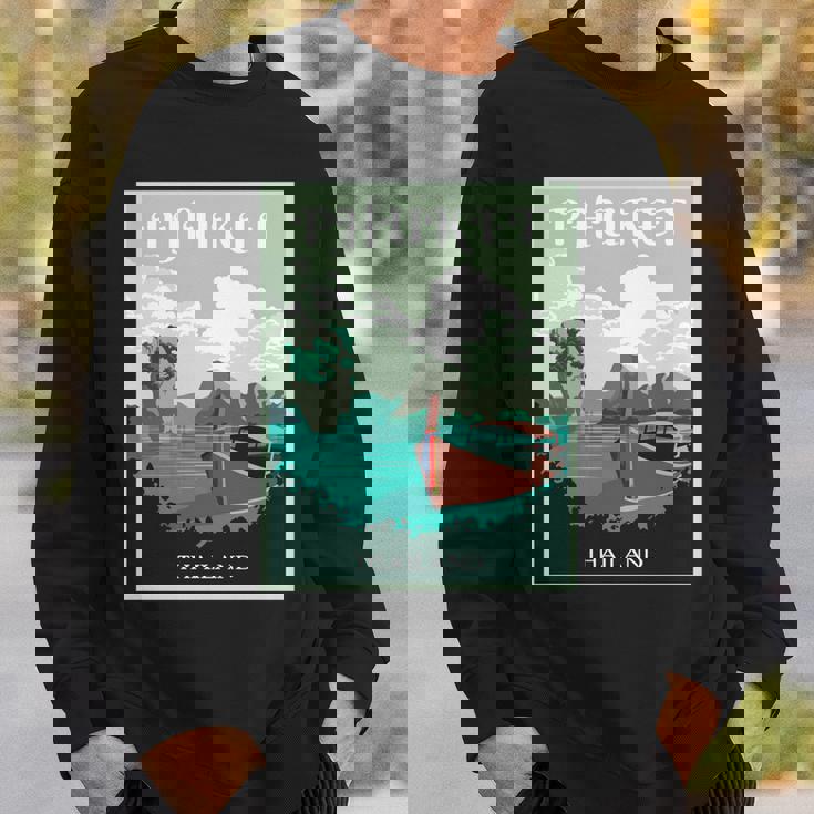 プーケット ロングテール ボート サムイ島 タイ 微笑みの国 バンコク お土産 旅行の贈り物 休暇 ビーチ パッタイ 長袖tシャツ スウェットシャツ 彼への贈り物