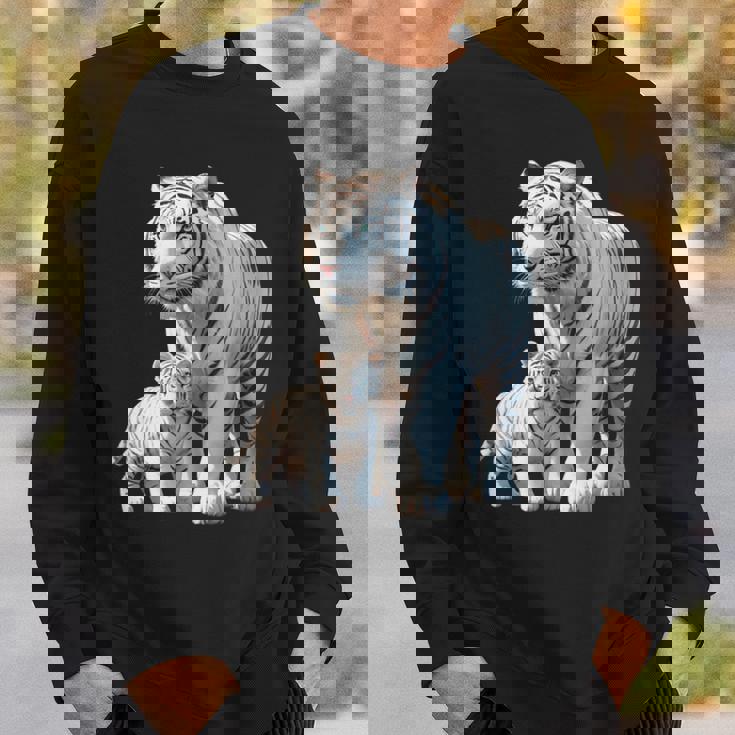 ホワイトタイガー、ネコの動物 スウェットシャツ 彼への贈り物