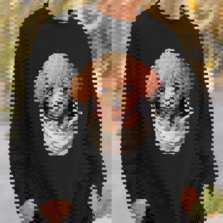 ポケットから覗く トイプードル 可愛い 犬 かわいい 子犬 犬好き 犬の飼い主 愛犬家 メンズ レディース キッズ スウェットシャツ 彼への贈り物