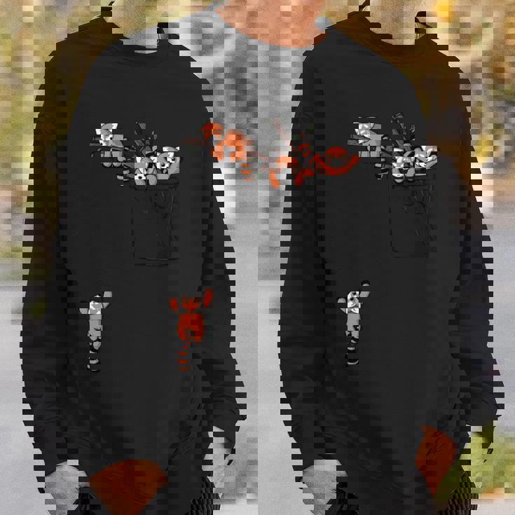 ポケットシリーズ かわいいレッサーパンダ くまの遊び 長袖tシャツ スウェットシャツ 彼への贈り物