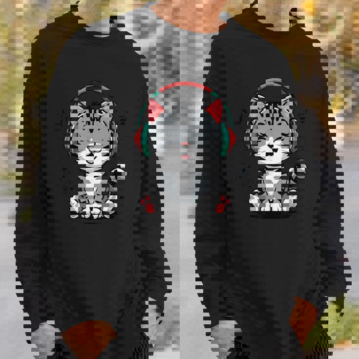 ミュージック・キャッツ ミュージシャンのための音符の衣装 ヘッドフォン猫 スウェットシャツ 彼への贈り物