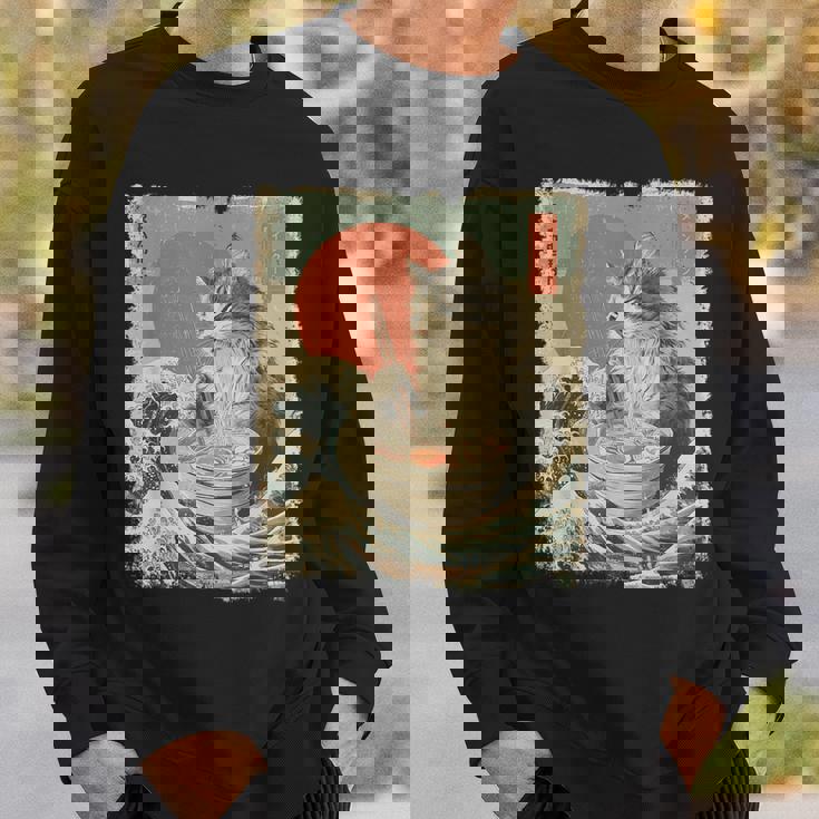 メインクーン 猫 ヴィンテージ ラーメン 和麺 スウェットシャツ 彼への贈り物