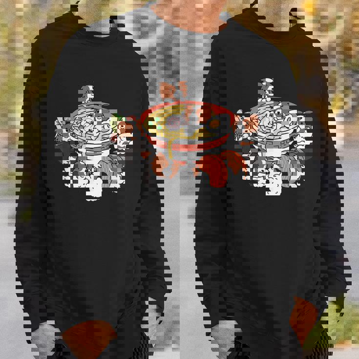 ラーメン寿司パピヨン犬 スウェットシャツ 彼への贈り物