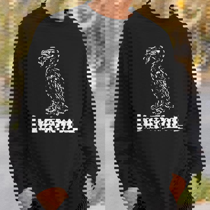 リバプール イングランド リバード Zine インク ホワイトプリント スウェットシャツ 彼への贈り物