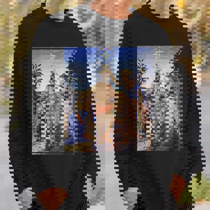 レオナルド ダヴィンチ 面白いtシャツ アート キリストの洗礼 聖書 絵画 メンズ 面白い 服 美術 ネタ スウェットシャツ 彼への贈り物