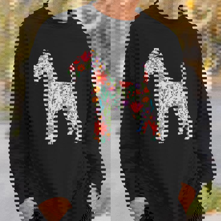 ワイヤーフォックステリア 水彩フラワーデザイン 長袖tシャツ スウェットシャツ 彼への贈り物