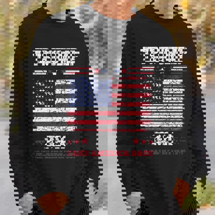 ヴィンテージ ドナルド トランプ 2024 テイク アメリカ バック 長袖tシャツ スウェットシャツ 彼への贈り物