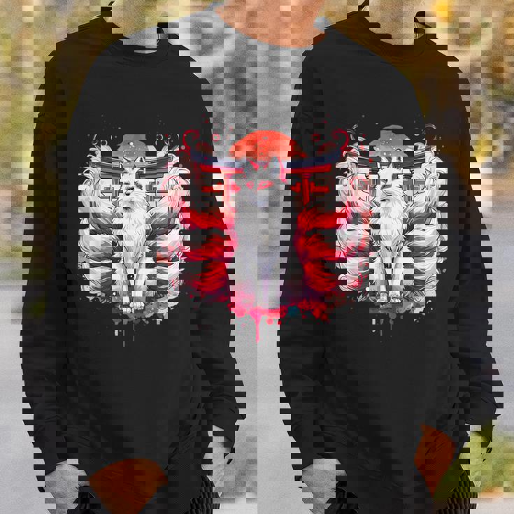 九尾狐 きつねと鳥居門 スウェットシャツ 彼への贈り物