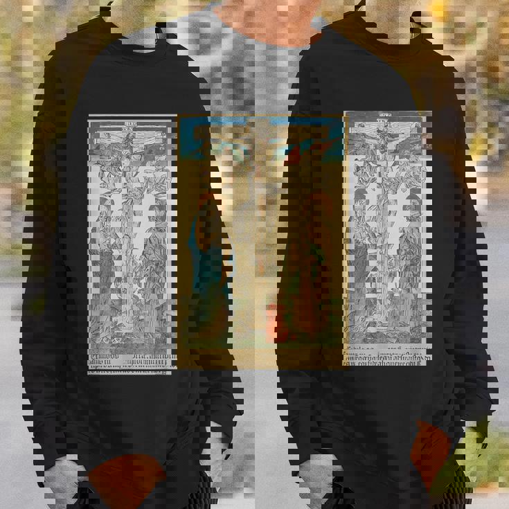 十字架上のイエス 中世美術 キリスト教 カトリック スウェットシャツ 彼への贈り物