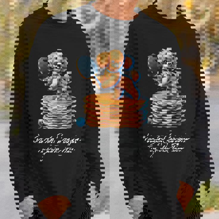 卓球 トイプードル スイーツ パンケーキ 面白い アートデザイン 可愛い おしゃれ 動物 英字 スポーツ 長袖tシャツ スウェットシャツ 彼への贈り物