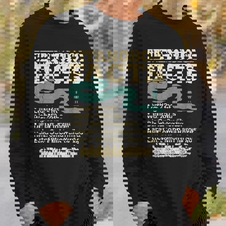 古代最強蛇ティタノボア解説 Titanoboa Facts 恐竜時代雑学 科学学習 スウェットシャツ 彼への贈り物