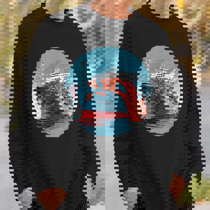 大型輸送船 カーゴコンテナ船愛好家向け スウェットシャツ 彼への贈り物