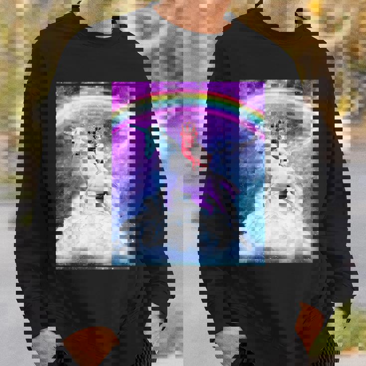 宇宙パグ 雲の上のレインボーユニコーン スウェットシャツ 彼への贈り物