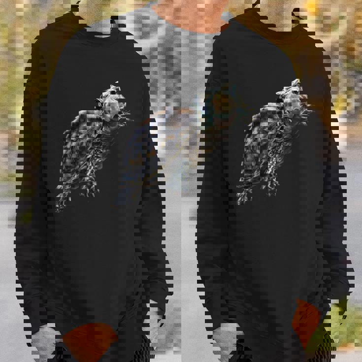 幸せな笑顔の亀 セルフィー ポートレート 面白い スウェットシャツ 彼への贈り物