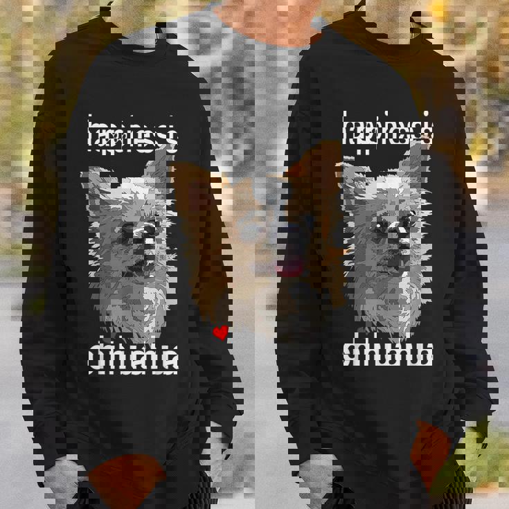 幸せはロングヘア チワワ 長髪 チワワ ママ パパ スウェットシャツ 彼への贈り物