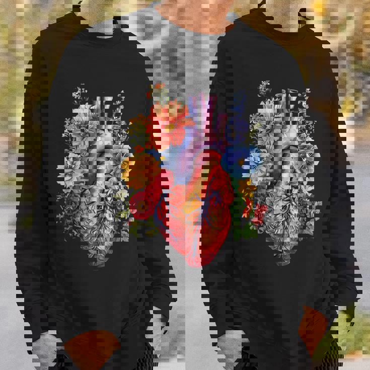 心臓超音波検査者ギフト 心臓専門医ギフト ハートフラワー スウェットシャツ 彼への贈り物