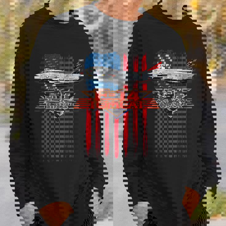 愛国的な海軍 F-14 トムキャットとアメリカ国旗 スウェットシャツ 彼への贈り物