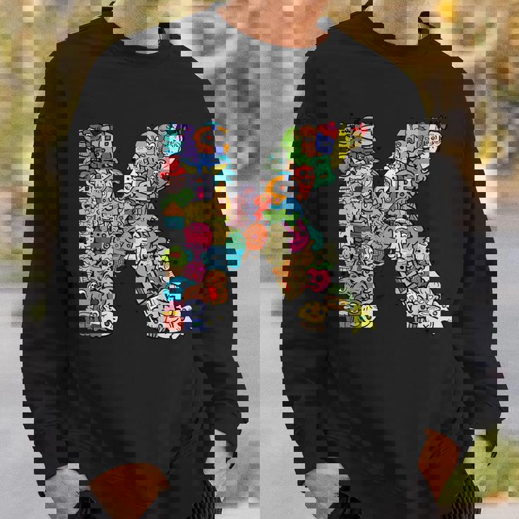 文字k Monsters アルファベットネーム イニシャル キュート モノグラム スウェットシャツ 彼への贈り物