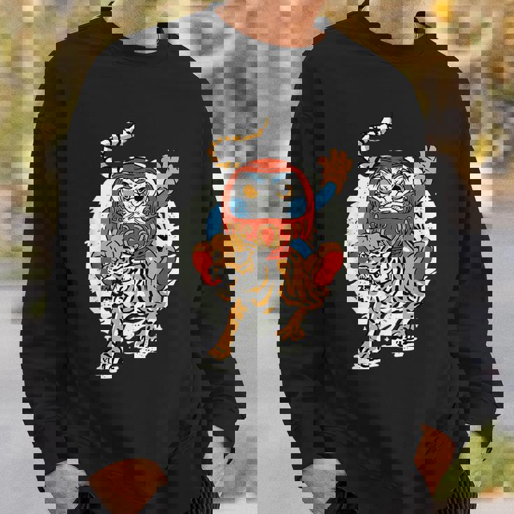 日本のトラ ラッキーだるま人形 日本の伝統 スウェットシャツ 彼への贈り物