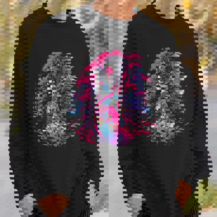 桜と芸者、サイバーパンク・イラストレーション スウェットシャツ 彼への贈り物