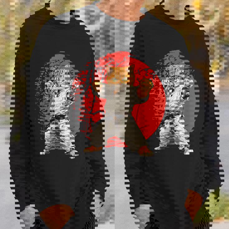 猫 空手 柔道 日本 日没 面白い 空手 猫 スウェットシャツ 彼への贈り物