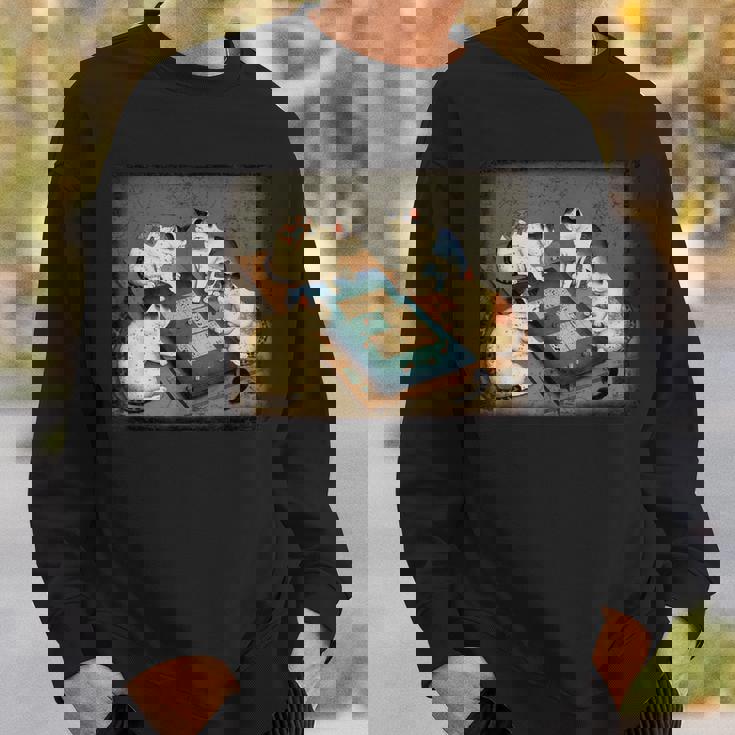 猫 遊ぶ 麻雀 面白いプレーヤー 文字付き スウェットシャツ 彼への贈り物