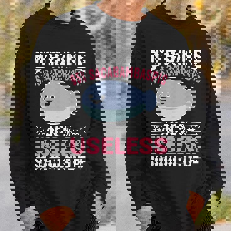 私の脳は95％サカバンバスピスの面白い魚のミーム スウェットシャツ 彼への贈り物