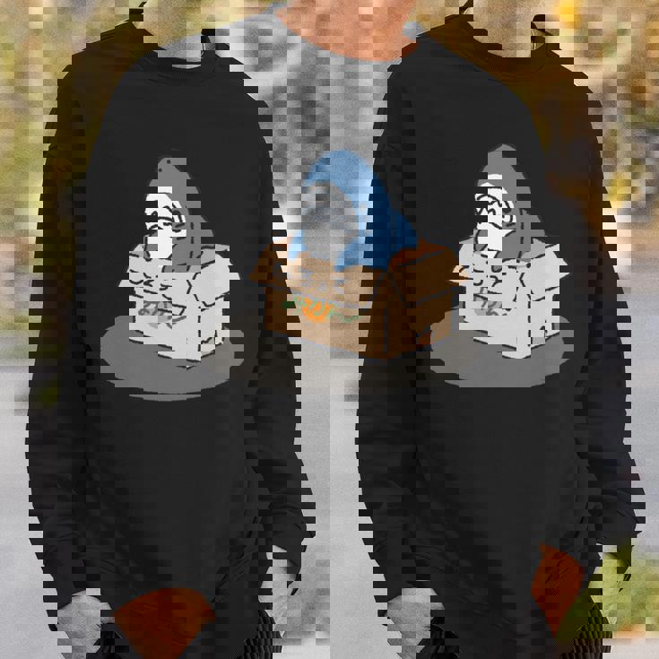 箱入りサメ 長袖tシャツ スウェットシャツ 彼への贈り物