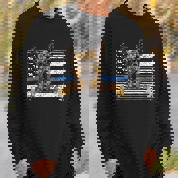 細いブルーライン K9 ジャーマンシェパード 犬 警察官 スウェットシャツ 彼への贈り物