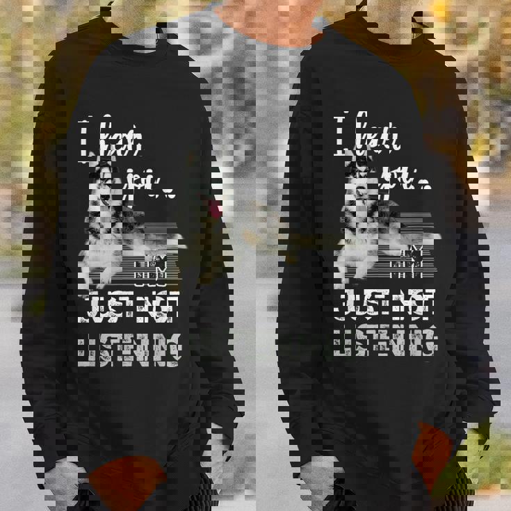 聞こえてるよ聞いていないだけだシベリアンハスキー恋人 スウェットシャツ 彼への贈り物