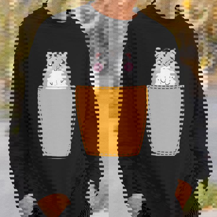 胸ポケットにハムスター 長袖tシャツ スウェットシャツ 彼への贈り物