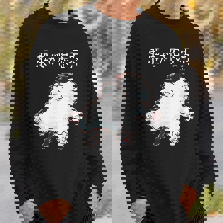 腰が限界 面白いtシャツ 猫 なまけもの 文字入り メンズ おもしろ 筆文字 面白い 服 おもしろグッズ 文字 スウェットシャツ 彼への贈り物