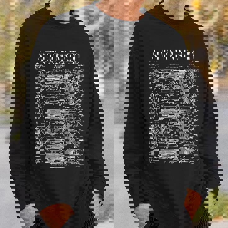 自動ピストル 拳銃 銃器 ヴィンテージガン 特許プリント スウェットシャツ 彼への贈り物