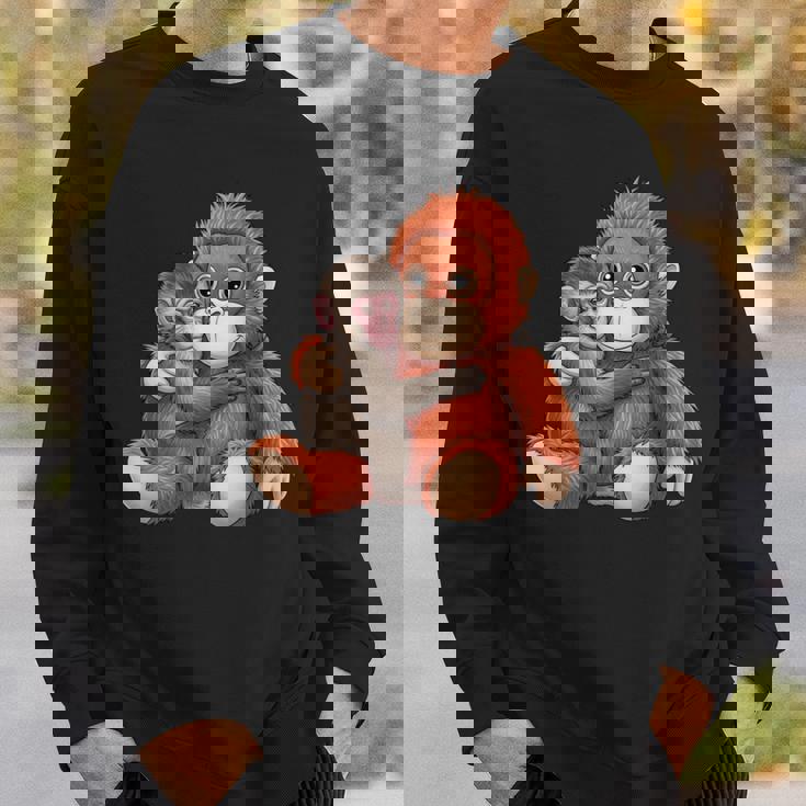 赤ちゃん用 マカク 抱きしめる ぬいぐるみ かわいい オランウータン モンキー パンチ ギフト 長袖tシャツ スウェットシャツ 彼への贈り物